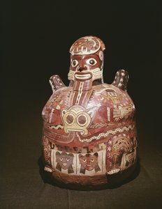 Pottery Vessel of Figure of a God, Nazca Culture by Peruvian School