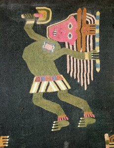 Woven Wool Dancer with Baton, Paracas Tribe