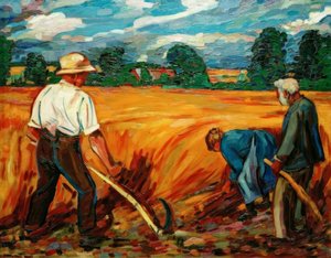 Harvest Field with Father and Siblings