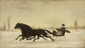 David Marsh in Horse-Drawn Sleigh in a Winter Landscape by Peter B. West