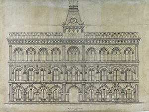 Kings County Courthouse Competition, Chicago, Illinois, Elevation by Peter Bonnett Wight