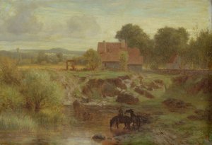 Horses Crossing a River in the Ile de France, 1855 by Peter Burnitz