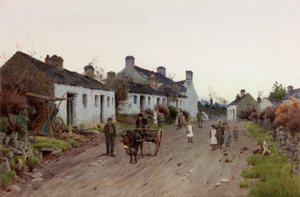 A Welsh Village – Evening, about 1890-1910 by Peter Ghent