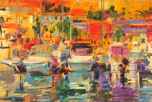 Riviera Harbour Sun by Peter Graham (Contemporary)