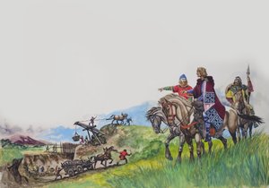 King Offa watching his dyke being built