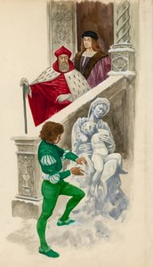 Michelangelo, as a Boy, Carving a Statue from the Snow by Peter Jackson