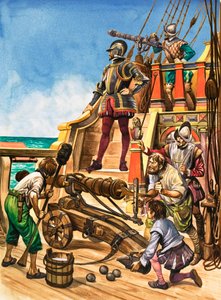 The Coming of Guns. The Gun-Crew on an Elizabethan Ship