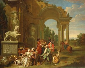 A Hunting Party in Classical Ruins