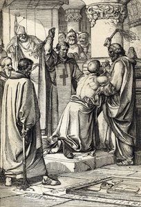 King Henry II of England Implicates in the Assassination of Thomas Becket and Does Penance at the Tomb of the Archbishop by Peter Johann Nepomuck Geiger