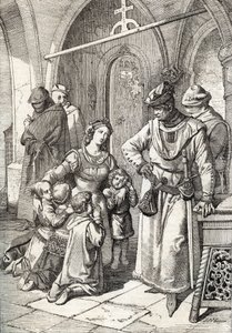 The assassination of the noble lady Ines de Castro, second wife of Peter I of Portugal in the monastery Santa Clara de Coimbra, Portugal 1355 by Peter Johann Nepomuck Geiger