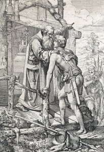The young Odoacre receiving the blessing of Severin, Apotre de Norique, ca. 470 by Peter Johann Nepomuck Geiger