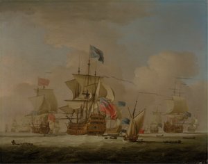 British Men-of-War and a Sloop by Peter Monamy