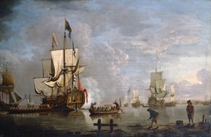 The Morning Gun: HMS Peregrine off Rochester by Peter Monamy