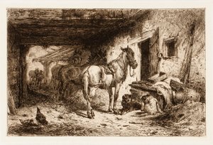 Untitled (horses and stable yard)