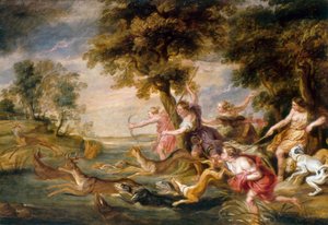 Diana and Nymphs Hunting Fallow Deer by Peter Paul (follower of) Rubens