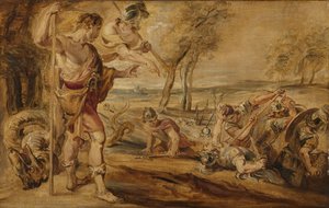 Cadmus, Guided by Minerva, Observes the Spartoi Fighting by Peter Paul Rubens (after)