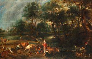 A Landscape with Cows and Duck Hunters