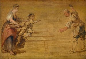 Kitchen Maid, Butcher and Boy around a Table by Peter Paul Rubens