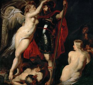 The Hero of Virtue Mars, is garlanded by the Goddess of Victory by Peter Paul Rubens