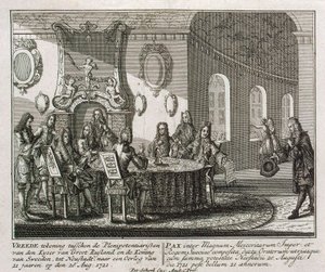 Conclusion of the Peace Treaty of Nystad on 20th August 1721 by Peter Schenk the Younger