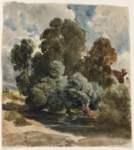 Grove of Trees (recto), Sketch of Aderley Church (verso) by Peter de Wint