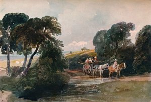Hay Cart Crossing a Stream