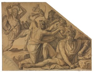 Aphrodite Protects Paris from Menelaus. Cartoon for the Ceiling Paintings of the Munich Glyptothek