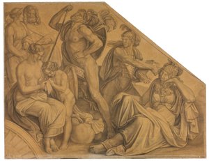 Aphrodite and Ares Wounded by Diomedes. Cartoon for the Ceiling Paintings of the Munich Glyptothek