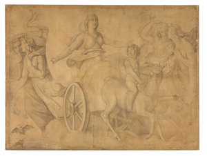 The Evening (The Chariot of Artemis). Cartoon for the Ceiling Paintings of the Munich Glyptothek