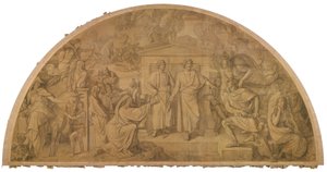 The Wrath of Achilles, Tympanum. Cartoon for the Ceiling Paintings of the Munich Glyptothek by Peter von Cornelius