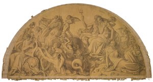 The Water World Listens to the Lyre Playing of Arion, Arch Field. Cartoon for the Ceiling Paintings of the Munich Glyptothek