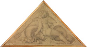 Eros with the Dolphin (Element of Water). Cartoon for the Ceiling Paintings of the Munich Glyptothek