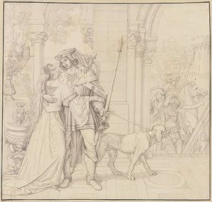 Seven Drawings for the Nibelungen: 4. Siegfried Armed for the Hunt. 1812-17