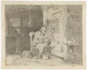 Old Man Reading to His Wife by Petrus Marius Molijn