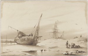 Ships on the Beach by Petrus Paulus Schiedges (I)