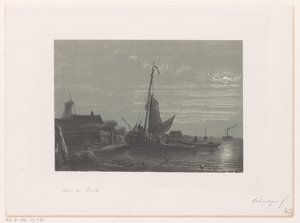 Sailing Ship on Dry Land by Moonlight by Petrus Paulus Schiedges (I)
