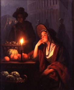 Market Stall at Night by Petrus van Schendel