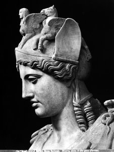 Detail of the Face of Athena Farnese, Roman Imperial Copy of a Bronze Statue from the School of Phidias by Phidias (school of) (after)