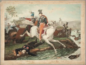 Prince Józef Poniatowski Dies Crossing the Elster, October 19, 1813 by Philibert-Louis Debucourt