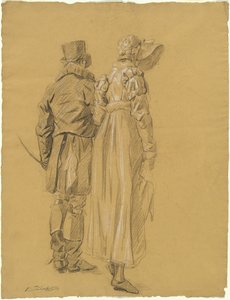 A Fashionable Couple Seen from Behind