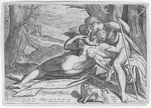 Venus and Adonis, from the series The Story of Adonis, ca. 1579 by Philip Galle