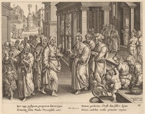 Saint Paul Disputes the Sorcerer by Philip Galle after Jan van der Straet