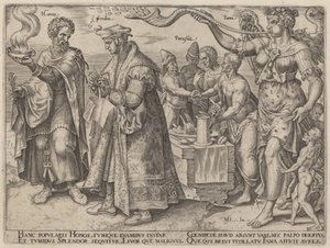 Honor, Splendor, Parasites, Fame (The Deceptive Effects of Wealth) by Philip Galle, after Maerten van Heemskerck