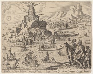 Pharos (The Lighthouse at Alexandria) by Philip Galle, after Maerten van Heemskerck