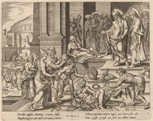 The Deaths of Ananias and Sapphira by Philip Galle after Maerten van Heemskerck