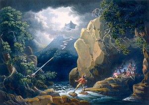 The Flash of Lightening: Caught in a Mountain Storm, pub. 1805 by Philip James