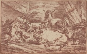 Animals in a Stable by Philip James de (1740-1812) Loutherbourg
