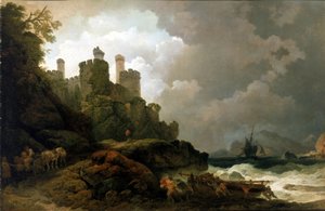 A fishing boat pulled ashore, near Conwy Castle