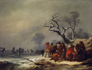 Resting society in wintry enjoyment