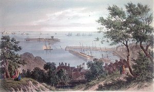 The Royal Squadron at Anchor, 2nd September 1846, from the Visit of Queen Victoria in Jersey, engraved by H. Walter by Philip John (after) Ouless